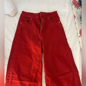 Red women’s wide leg jean